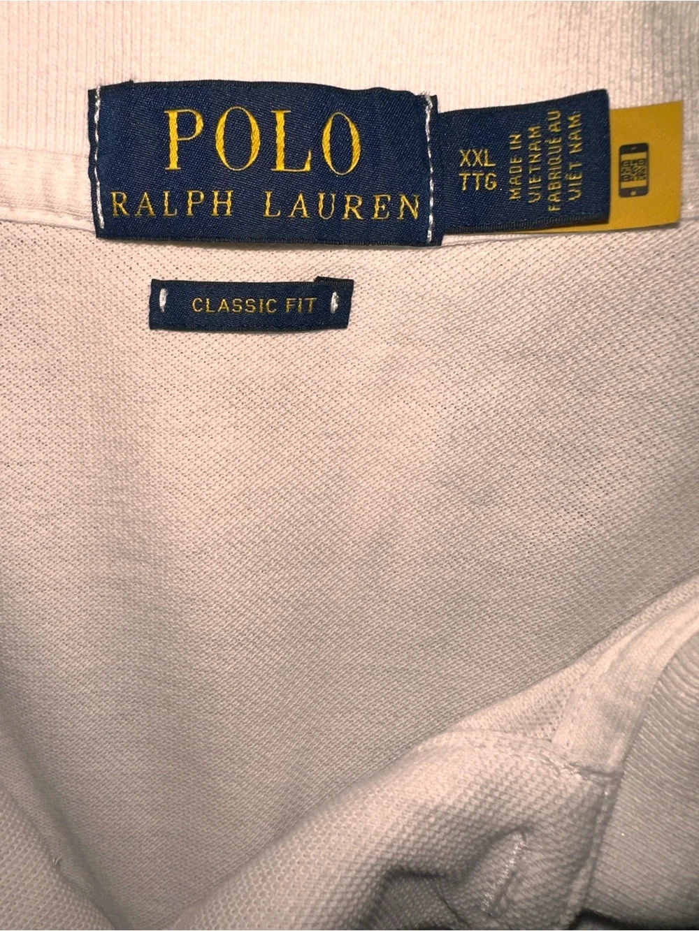 Ralph Lauren White Polo with Navy Pony Embroidery